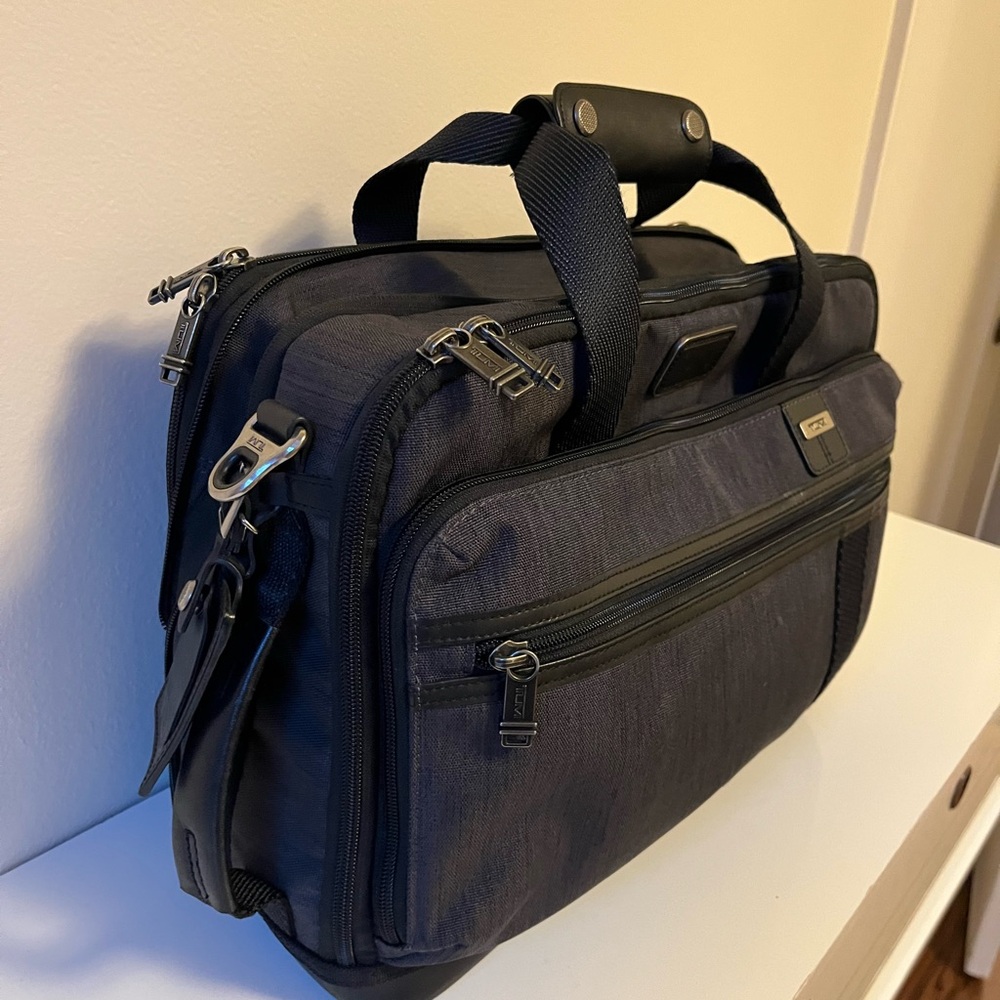 TUMI Alpha Bravo Grayson 3-Way Brief Backpack Briefcase - Charcoal Grey - GOOD